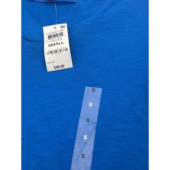 Karen Scott V-Neck 3/4-Sleeve Cotton Top,  Vibrant Blue, Sz. S - Picture 5 of 9